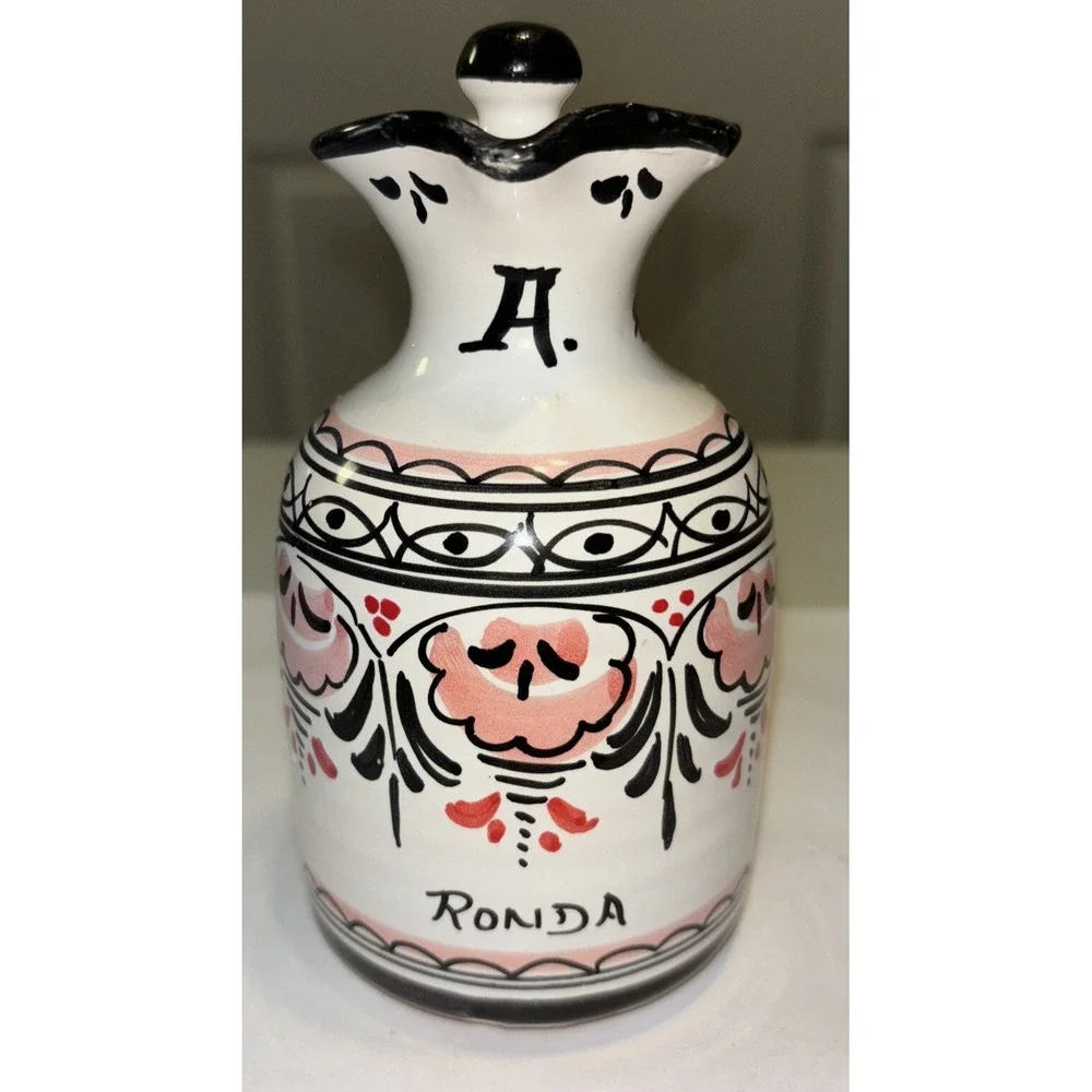 Vintage Pottery Pitcher Vase Jug Signed Ronda 5